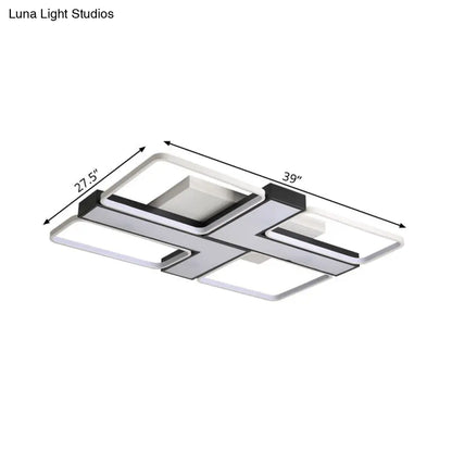 وحدة إضاءة LED سوداء على شكل حرف L من DecorBites™ مثبتة في السقف لغرفة الدراسة، باللون الأبيض الدافئ، بعرض 19 بوصة/24.5 بوصة/31.5 بوصة