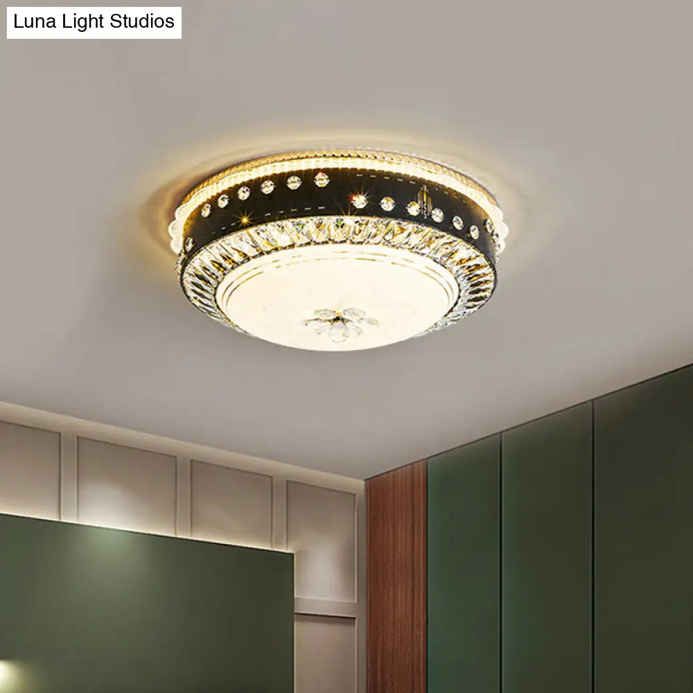 DecorBites™ DecorBites™ Black LED Ceiling Flush Mount Lamp with Hand-Cut Crystal and Contemporary Style
