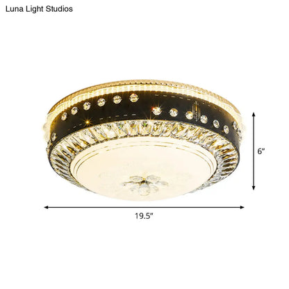 DecorBites™ DecorBites™ Black LED Ceiling Flush Mount Lamp with Hand-Cut Crystal and Contemporary Style