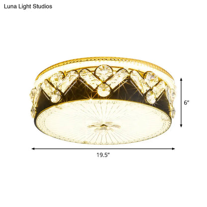 DecorBites™ DecorBites™ Black LED Ceiling Flush Mount Lamp with Hand-Cut Crystal and Contemporary Style