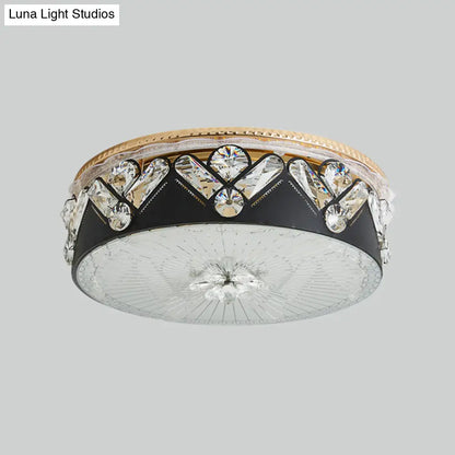 DecorBites™ DecorBites™ Black LED Ceiling Flush Mount Lamp with Hand-Cut Crystal and Contemporary Style