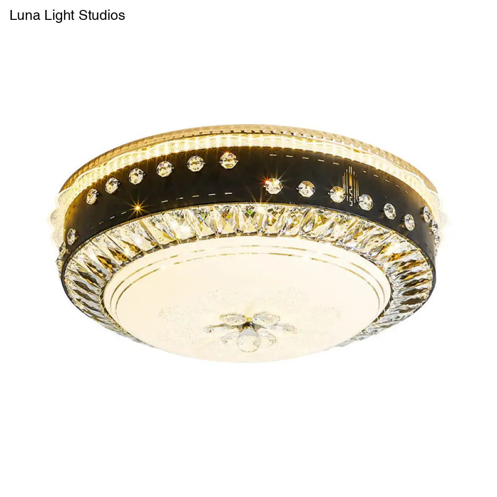 DecorBites™ DecorBites™ Black LED Ceiling Flush Mount Lamp with Hand-Cut Crystal and Contemporary Style
