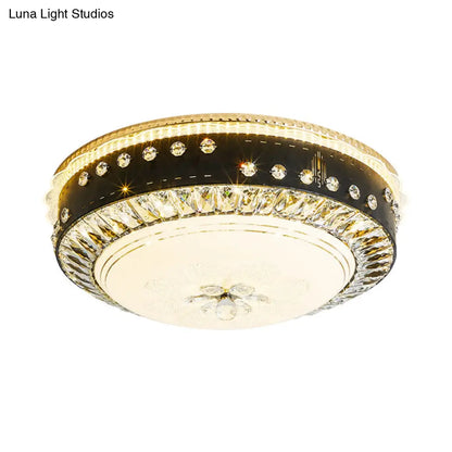 DecorBites™ DecorBites™ Black LED Ceiling Flush Mount Lamp with Hand-Cut Crystal and Contemporary Style