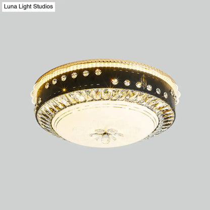 DecorBites™ DecorBites™ Black LED Ceiling Flush Mount Lamp with Hand-Cut Crystal and Contemporary Style
