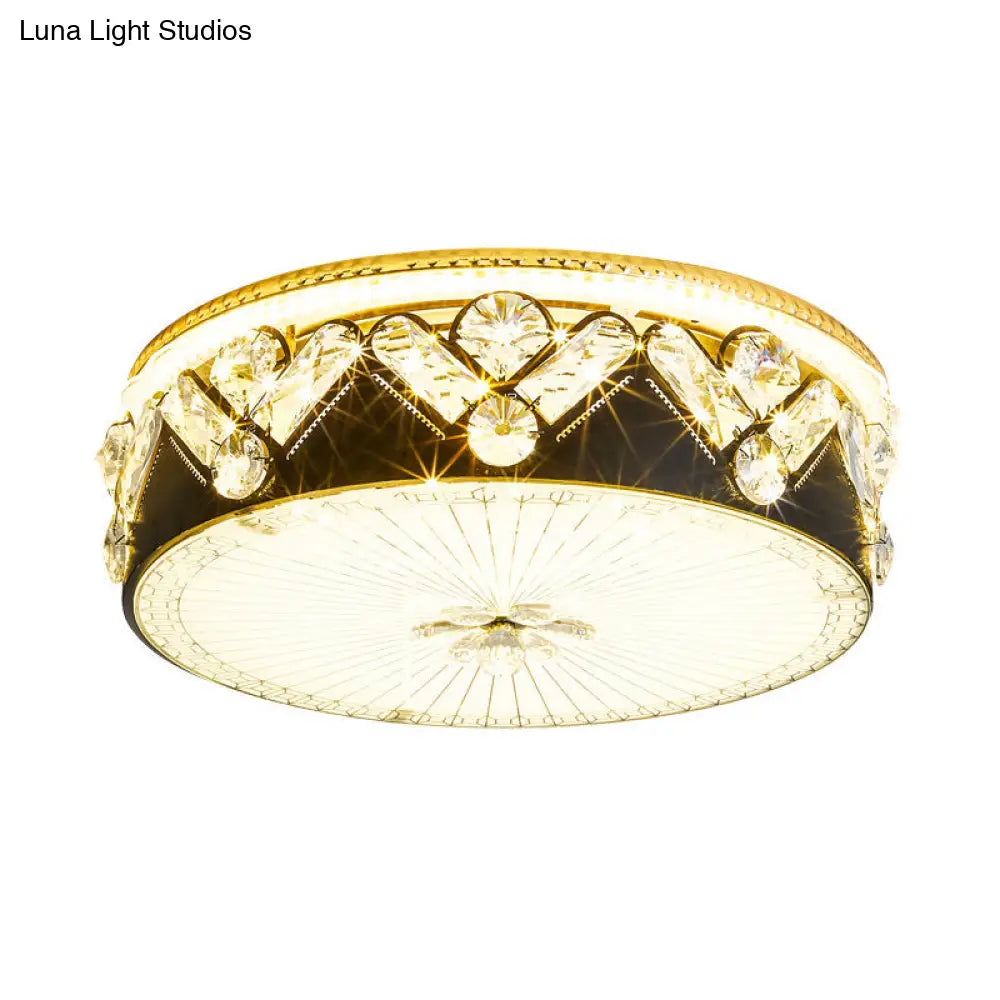 DecorBites™ DecorBites™ Black LED Ceiling Flush Mount Lamp with Hand-Cut Crystal and Contemporary Style