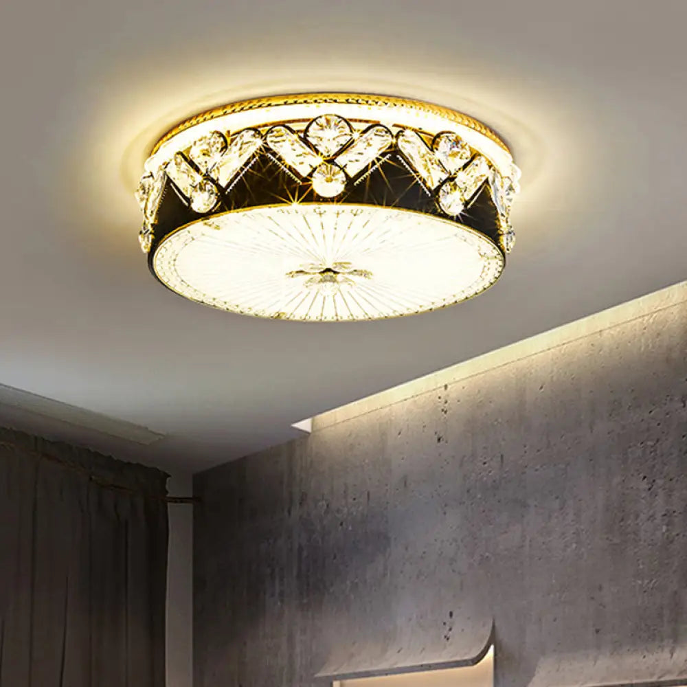 DecorBites™ DecorBites™ Black LED Ceiling Flush Mount Lamp with Hand-Cut Crystal and Contemporary Style