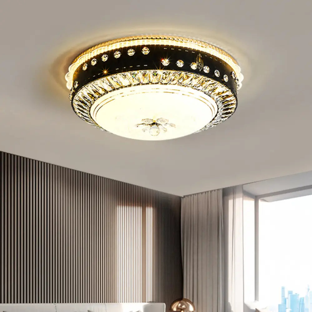 DecorBites™ DecorBites™ Black LED Ceiling Flush Mount Lamp with Hand-Cut Crystal and Contemporary Style