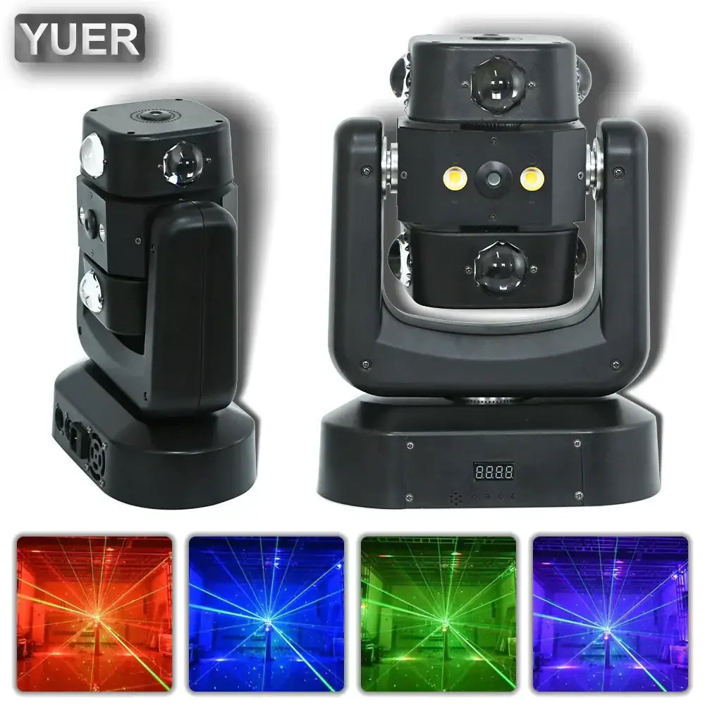 Black yuer brand led disco ball lights with multiple lens arrays and 4 color-changing lasers for stage use