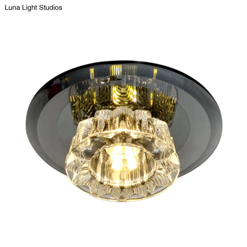 Lámpara de techo empotrada DecorBites™ LED negra con pantalla de cristal facetado - Elegante luz de techo