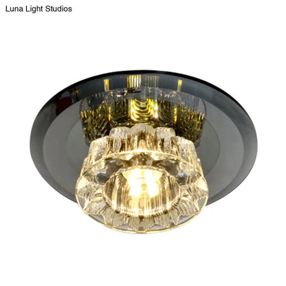 Lámpara de techo empotrada DecorBites™ LED negra con pantalla de cristal facetado - Elegante luz de techo