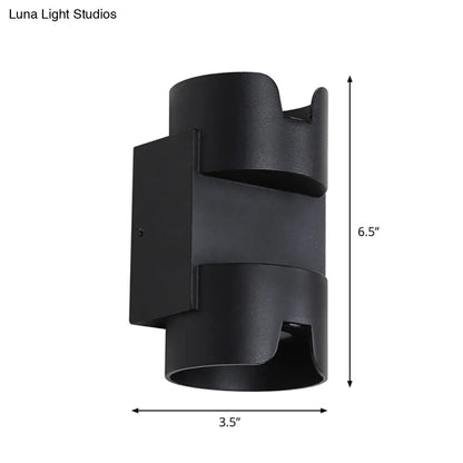 Aplique de pared empotrable LED negro DecorBites™ - Iluminación ascendente y descendente con pantalla cilíndrica metálica para patio