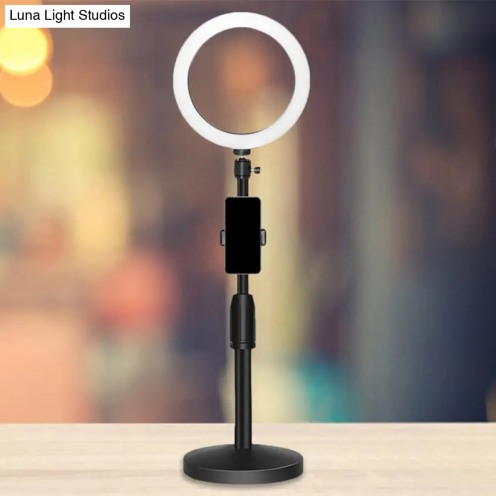 مصباح مكياج LED أسود من DecorBites™ مع حامل هاتف وضوء فلاش