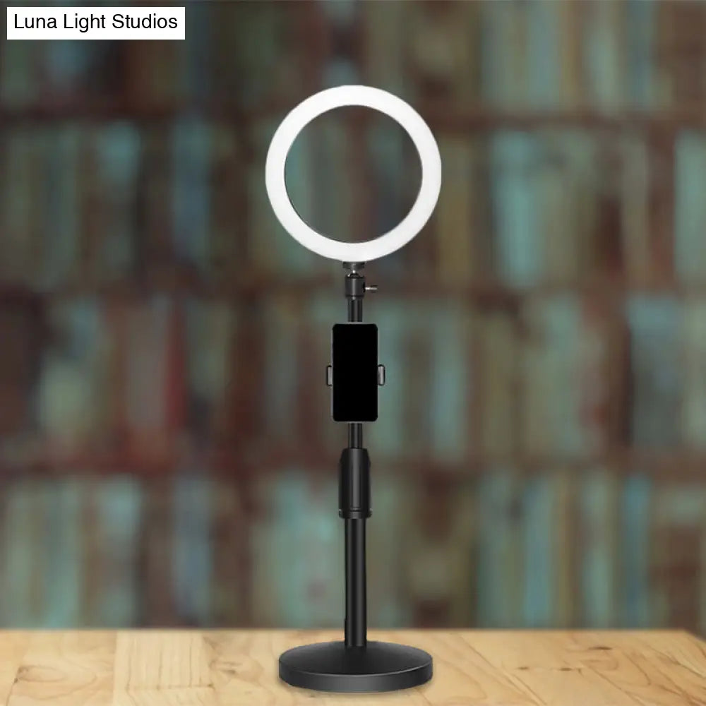 مصباح مكياج LED أسود من DecorBites™ مع حامل هاتف وضوء فلاش