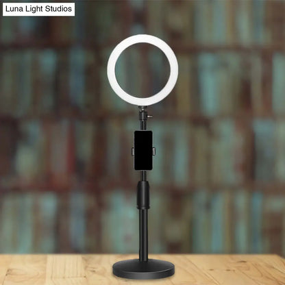 مصباح مكياج LED أسود من DecorBites™ مع حامل هاتف وضوء فلاش