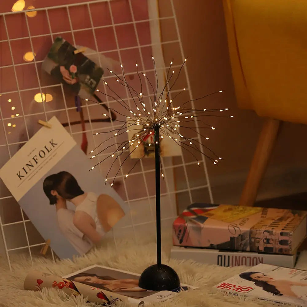 Black LED Metal Starburst Nightstand Light - Stylish Living Room Decor