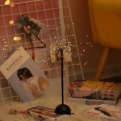 Black LED Metal Starburst Nightstand Light - Stylish Living Room Decor