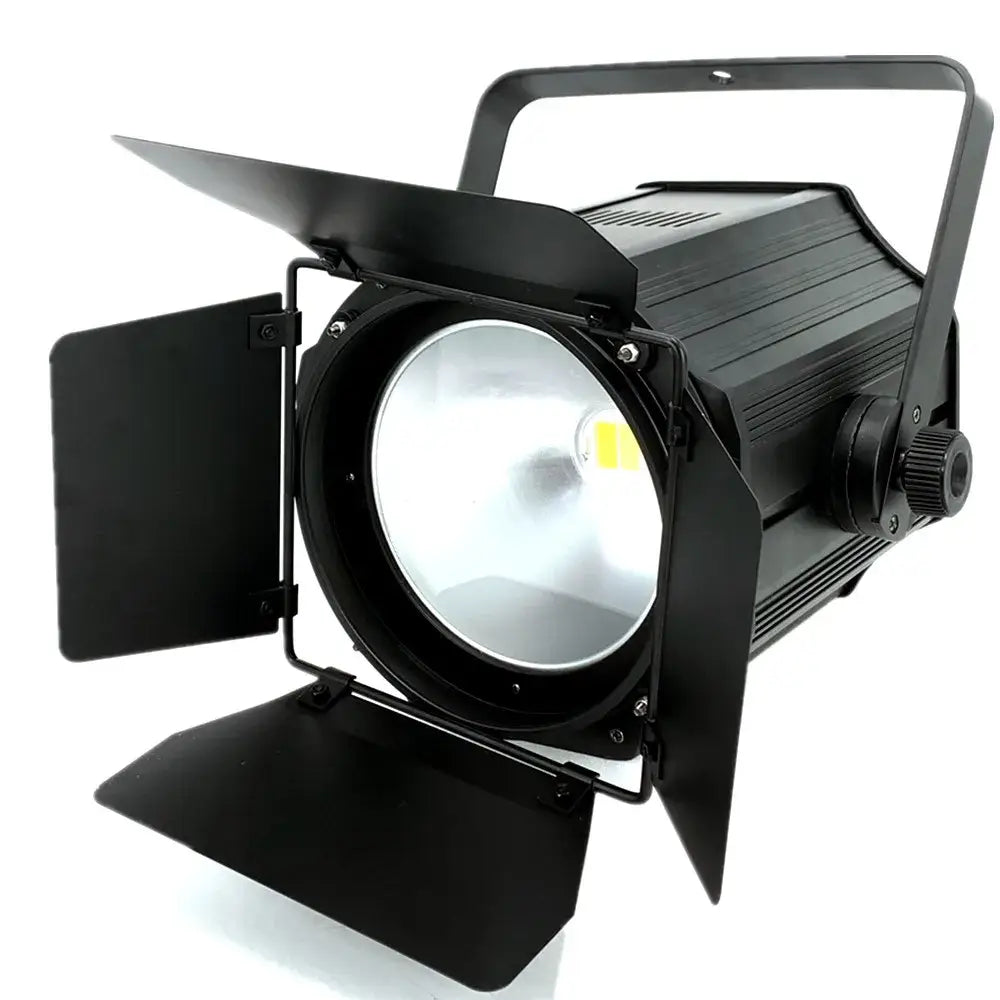 Black led par light with adjustable barn doors and handle for easy mounting ideal for stage effect lighting