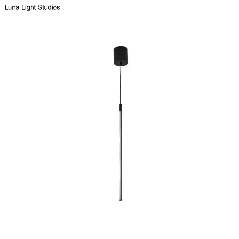 Black LED Stick Pendant: Bedroom Linear Suspension Lighting with Minimalist Metal Design