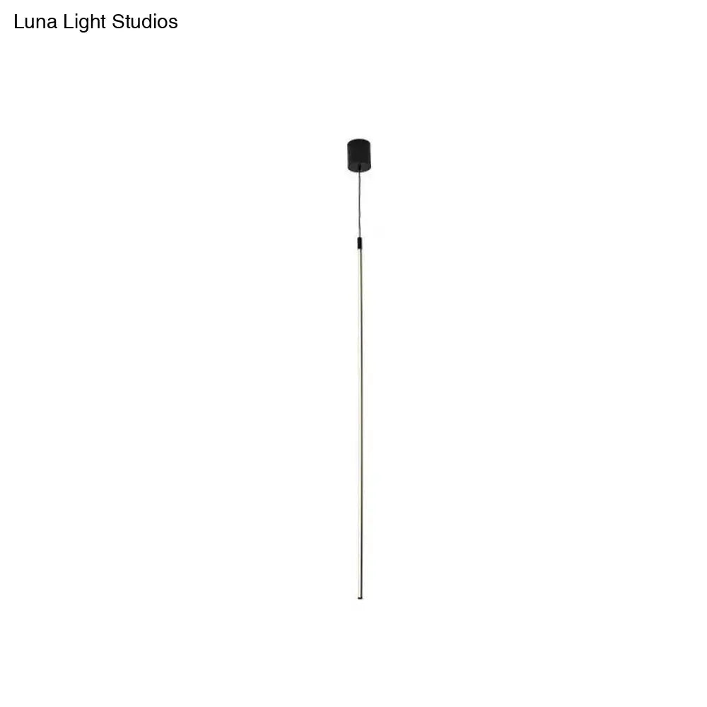 Black LED Stick Pendant: Bedroom Linear Suspension Lighting with Minimalist Metal Design