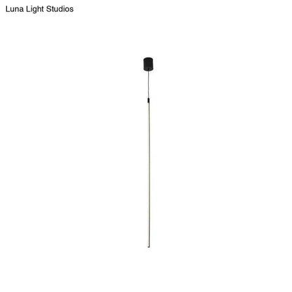 Black LED Stick Pendant: Bedroom Linear Suspension Lighting with Minimalist Metal Design