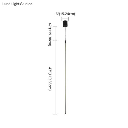 Black LED Stick Pendant: Bedroom Linear Suspension Lighting with Minimalist Metal Design