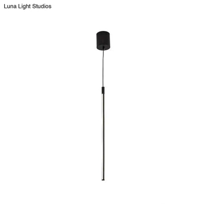 Black LED Stick Pendant: Bedroom Linear Suspension Lighting with Minimalist Metal Design