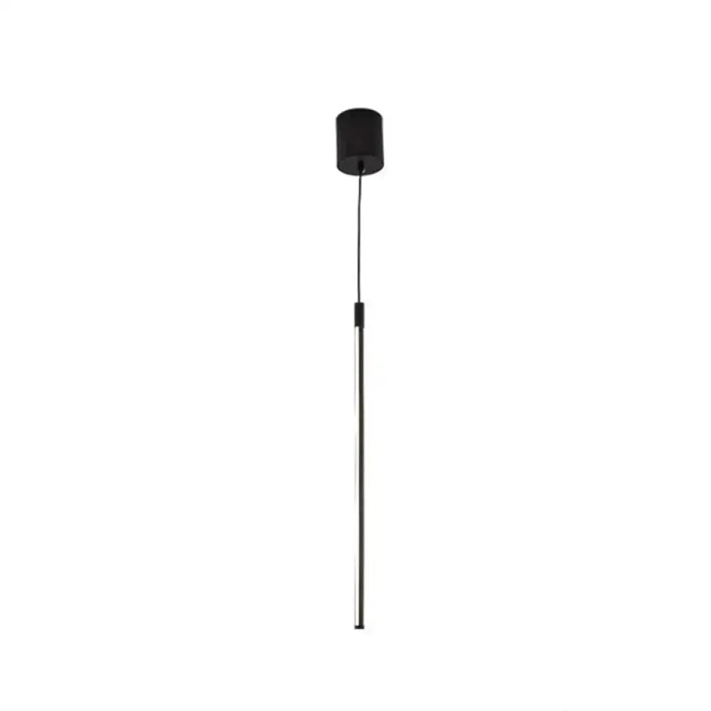 Black LED Stick Pendant: Bedroom Linear Suspension Lighting with Minimalist Metal Design