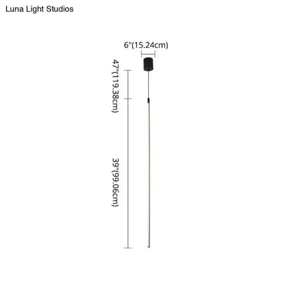 Black LED Stick Pendant: Bedroom Linear Suspension Lighting with Minimalist Metal Design