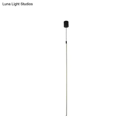 Black LED Stick Pendant: Bedroom Linear Suspension Lighting with Minimalist Metal Design