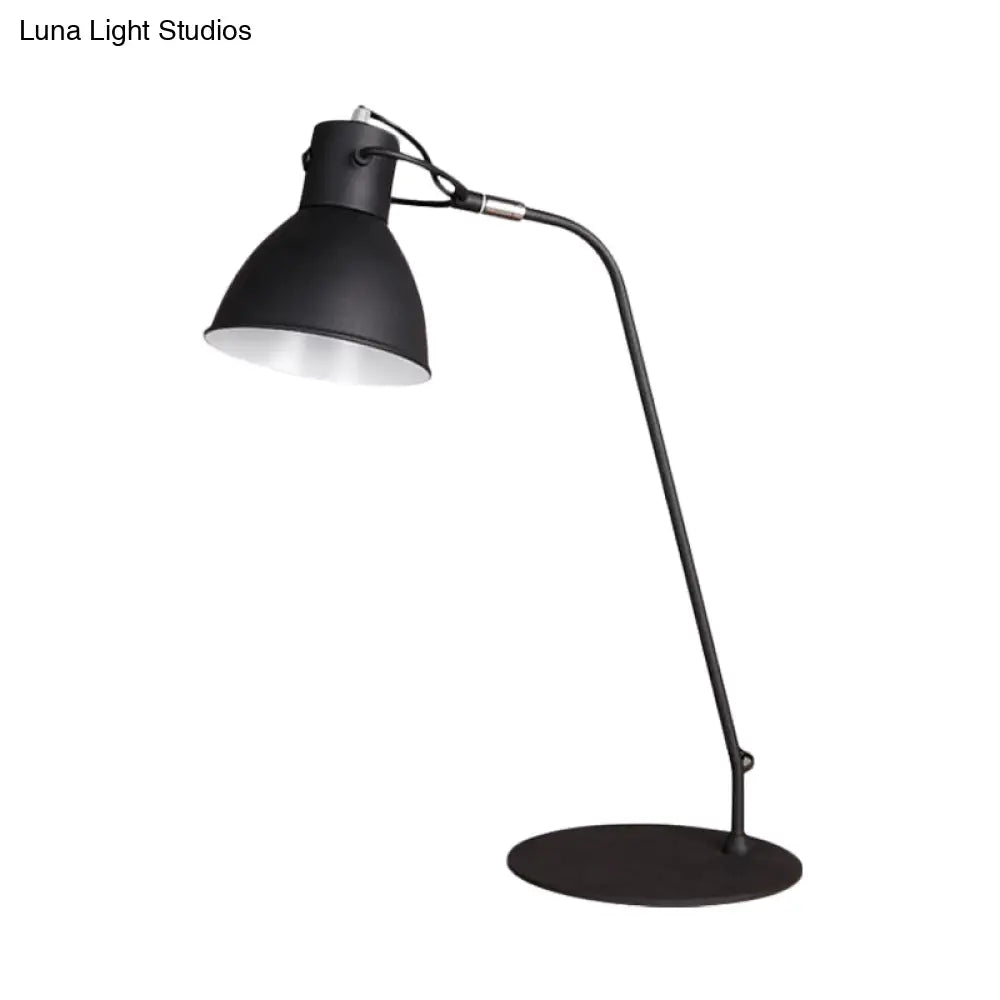 Black LED Task Lamp with Metal Curved Arm and Dome Shade - Perfect for Study Rooms
