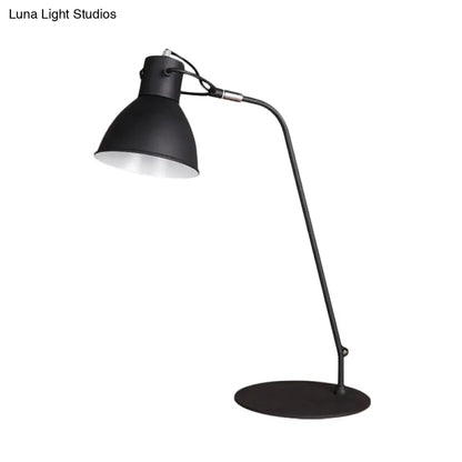 Black LED Task Lamp with Metal Curved Arm and Dome Shade - Perfect for Study Rooms