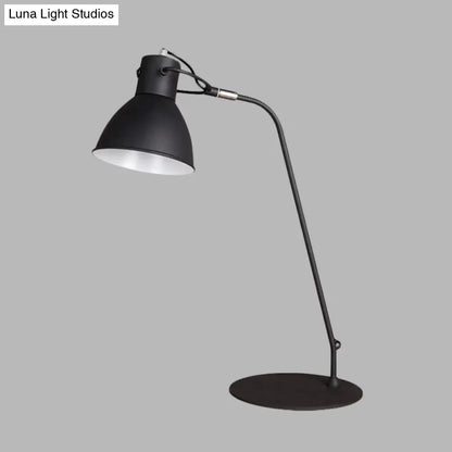 Black LED Task Lamp with Metal Curved Arm and Dome Shade - Perfect for Study Rooms