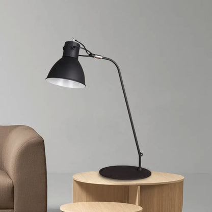 Black LED Task Lamp with Metal Curved Arm and Dome Shade - Perfect for Study Rooms