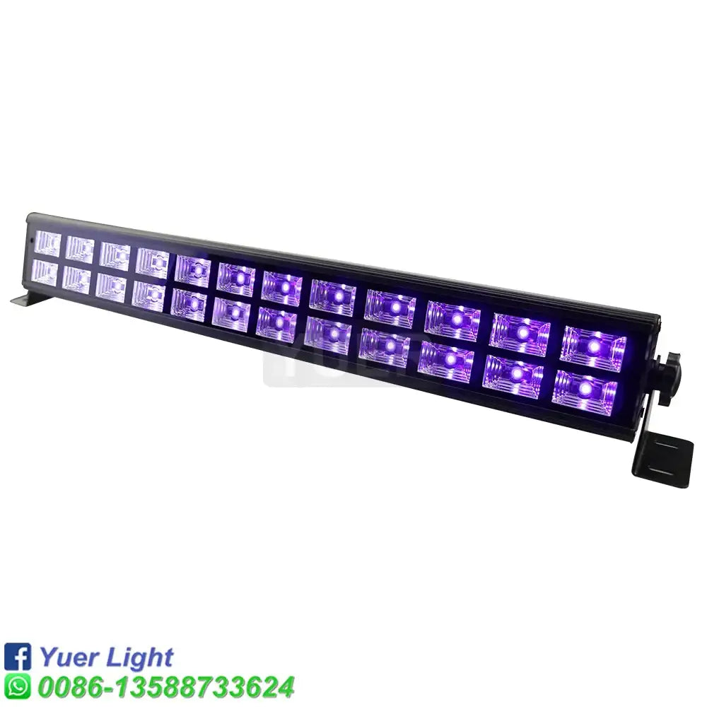 Black led uv bar stage light with 24x3w led purple bulbs arranged in two rows for club party use