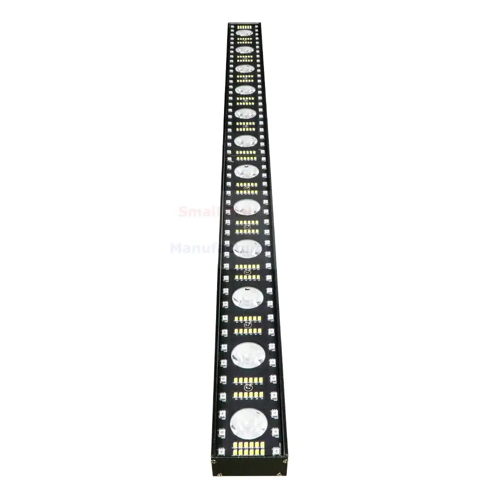 Black led wall wash bar light with multiple circular white leds arranged vertically for living room dj strobe effect