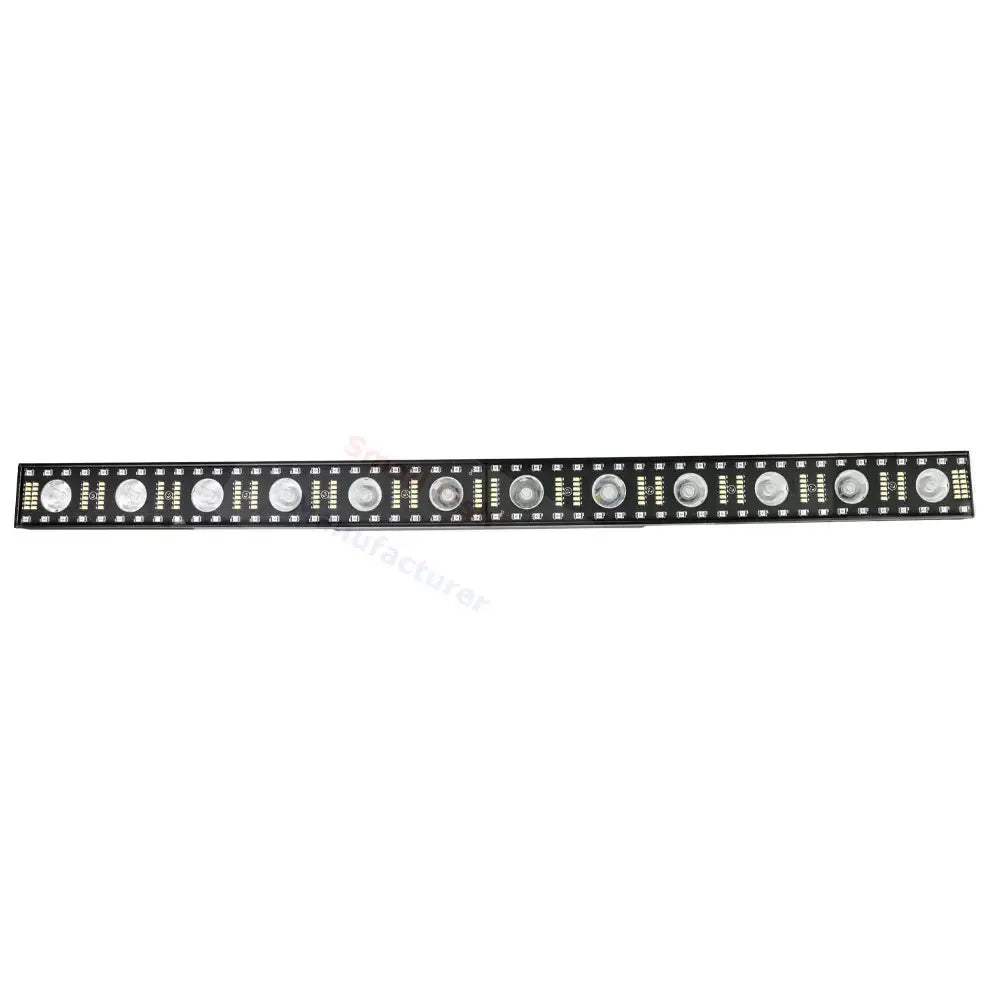 Black led wall wash bar light with sleek elongated design and evenly spaced circular lenses for living room dj strobe effect