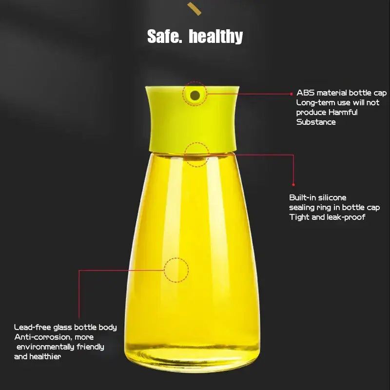 A clear glass 170ml seasoning bottle with bright yellow abs cap filled with golden oil for soy sauce use