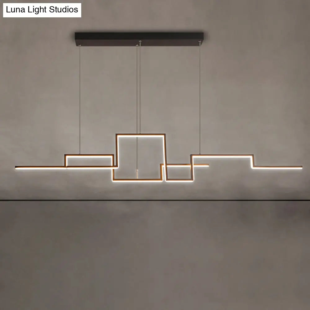 Lámpara colgante de metal DecorBites™ Black Line Art: iluminación LED minimalista para isla de comedor