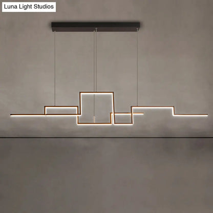 Lámpara colgante de metal DecorBites™ Black Line Art: iluminación LED minimalista para isla de comedor