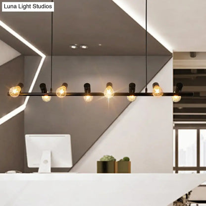 Lámpara colgante lineal negra DecorBites™ con diseño de bombilla expuesta: perfecta para restaurantes y lofts.