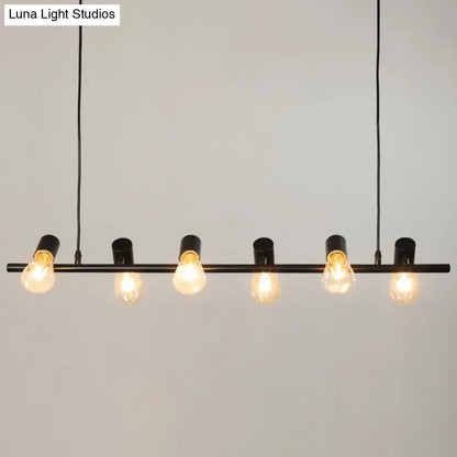 Lámpara colgante lineal negra DecorBites™ con diseño de bombilla expuesta: perfecta para restaurantes y lofts.