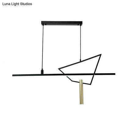 Lámpara de araña lineal LED negra: Lámpara colgante minimalista de metal para sala de lectura