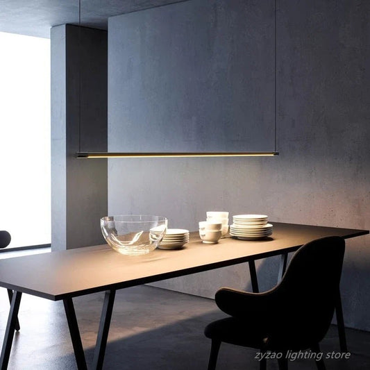 Black Linear Metal LED Pendant Light - Decorbites