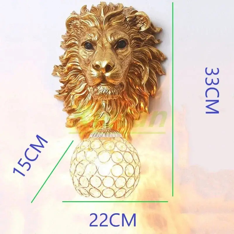 Black lion head wall lamp with crystal globe light fixture for living room decorbites lion head wall lamp