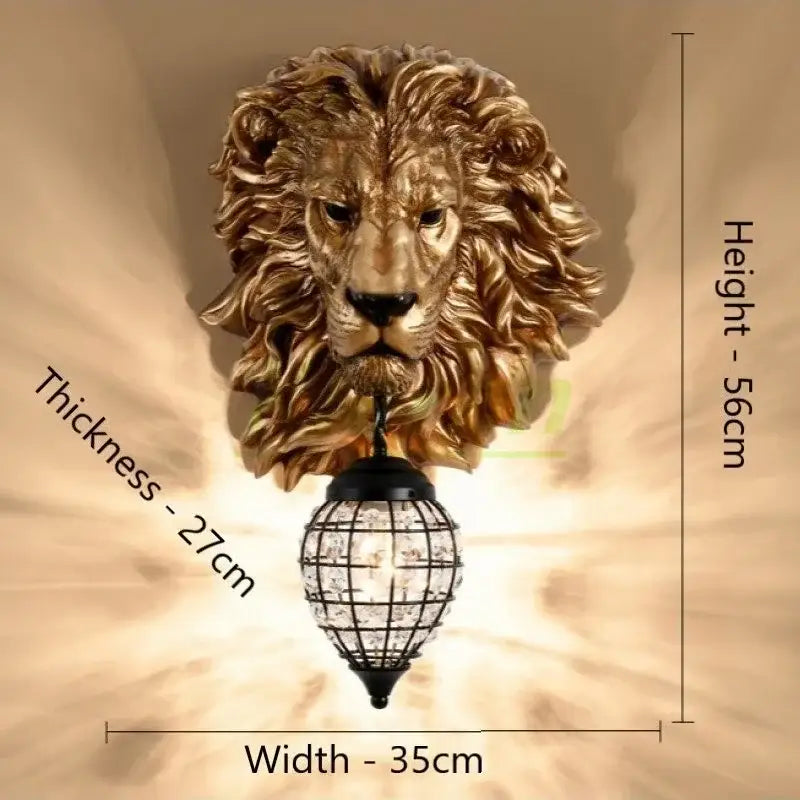 Black lion head wall lamp with glass globe lampshade featuring a gold lion head for elegant decorbites lion head decor
