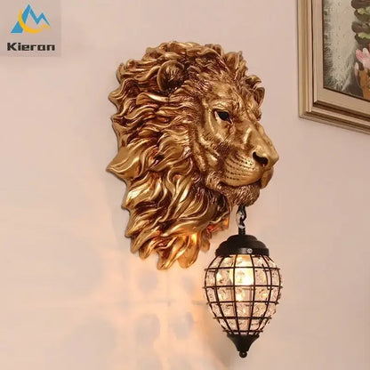 Black lion head wall lamp with crystal-encased glass globe pendant light for living room decorbites lion head wall lamp