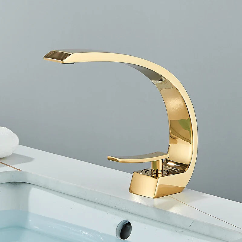 Black Luxury Brass Basin Faucet Mixer Tap - Gold / United States
