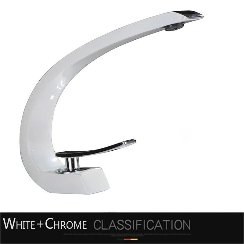Black Luxury Brass Basin Faucet Mixer Tap - White Chrome / United States