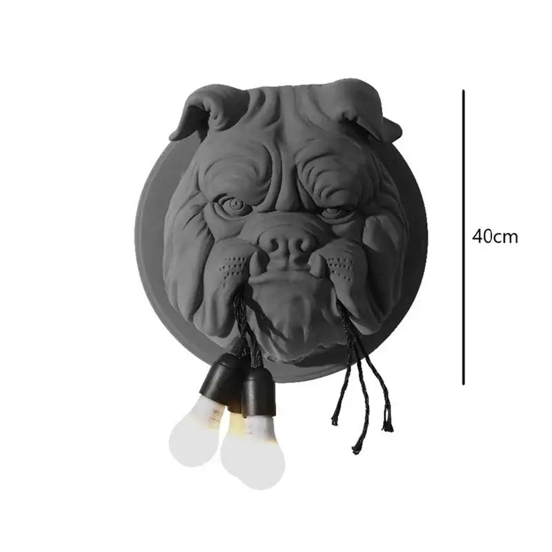 Gray concrete bulldog resin wall lamp with three hanging bulbs for living room decorbites bulldog resin wall sconce