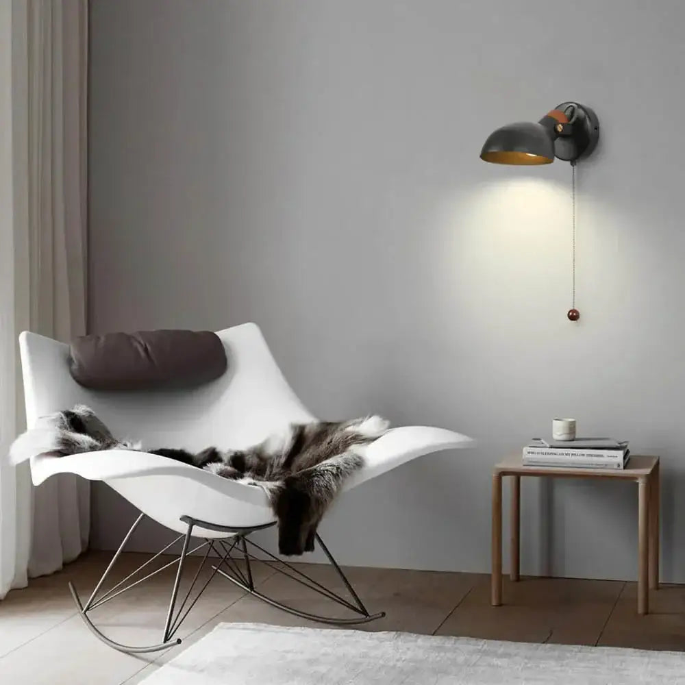 Black matte led wall sconce with toucan design wood pull chain bedroom light by decorbites led wall sconce
